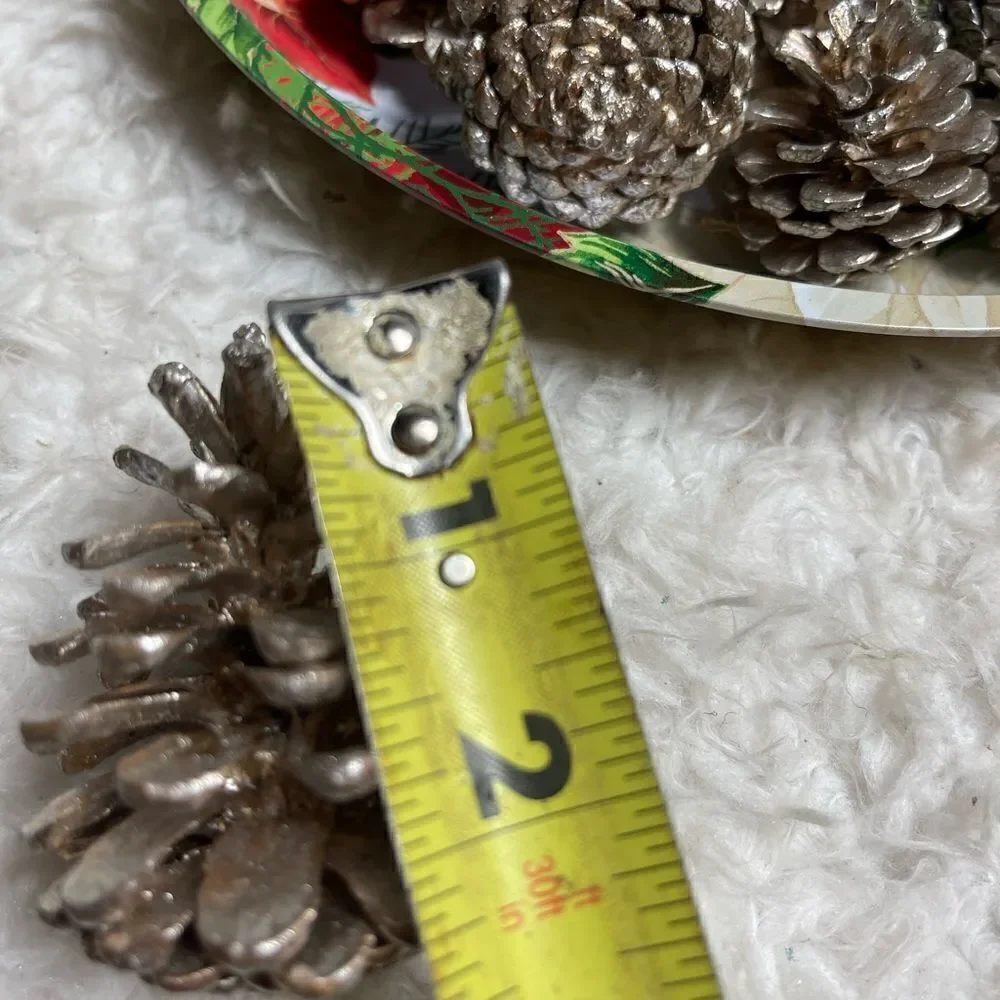 Set of 14 silvery gold Pine Cones 4,3,2” for  Holiday Home Decor
